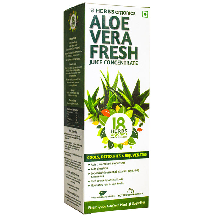 18 Herbs Organics Aloe Vera Fresh Juice Concentrate Sugar Free
bottle of 500 ml Juice