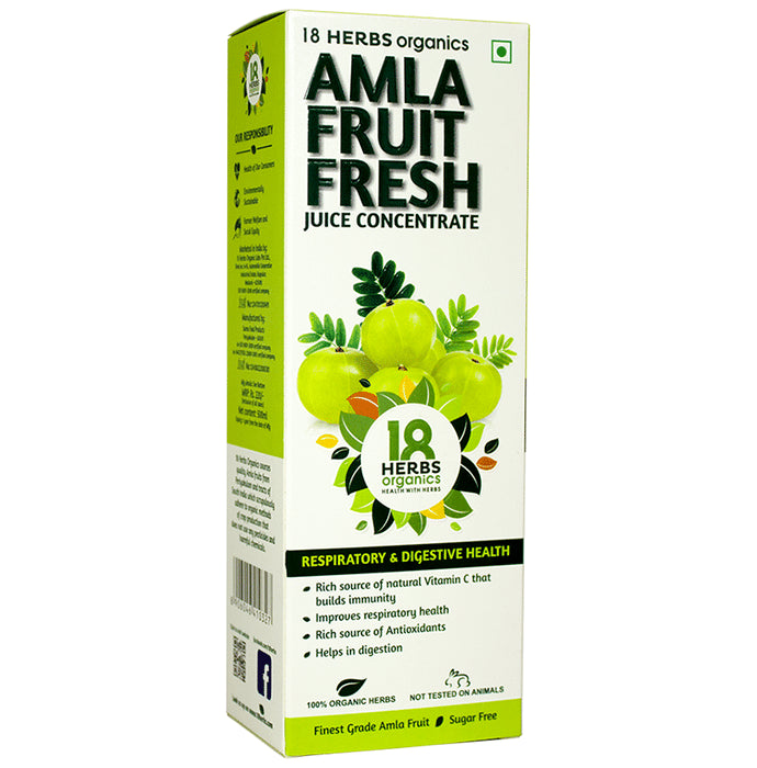 18 Herbs Organics Amla Fruit Fresh Juice Concentrate Sugar Free
bottle of 500 ml Juice