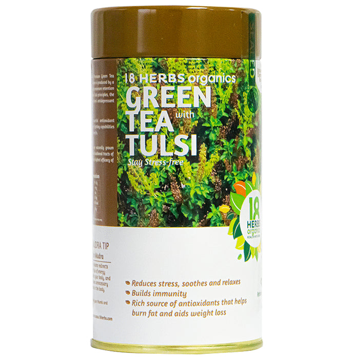 18 Herbs Organics Green Tea Bag (1.25gm Each) with Tulsi
Tin of 40 tea bags