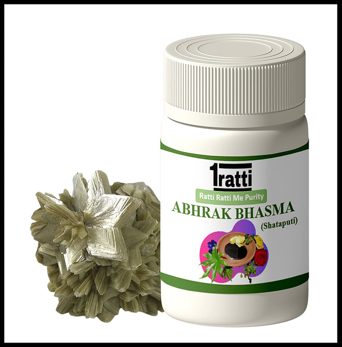 1ratti Abhrak Bhasma (Shataputi)
bottle of 5 gm Bhasma