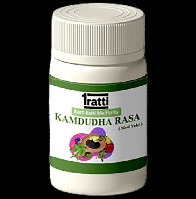 1ratti Kamdudha Rasa (Moti Yukt)
bottle of 60 tablets