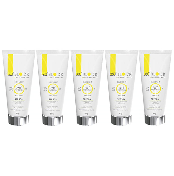 360° Block Sunscreen Gel (50gm Each) SPF 50+
combo pack of 5 Tubes