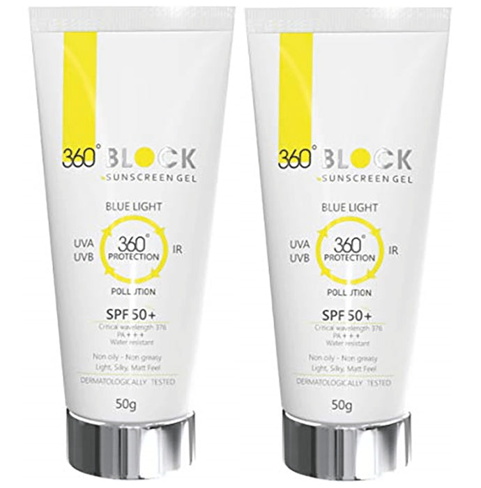 360° Block Sunscreen Gel (50gm Each) SPF 50+
combo pack of 2 Tubes