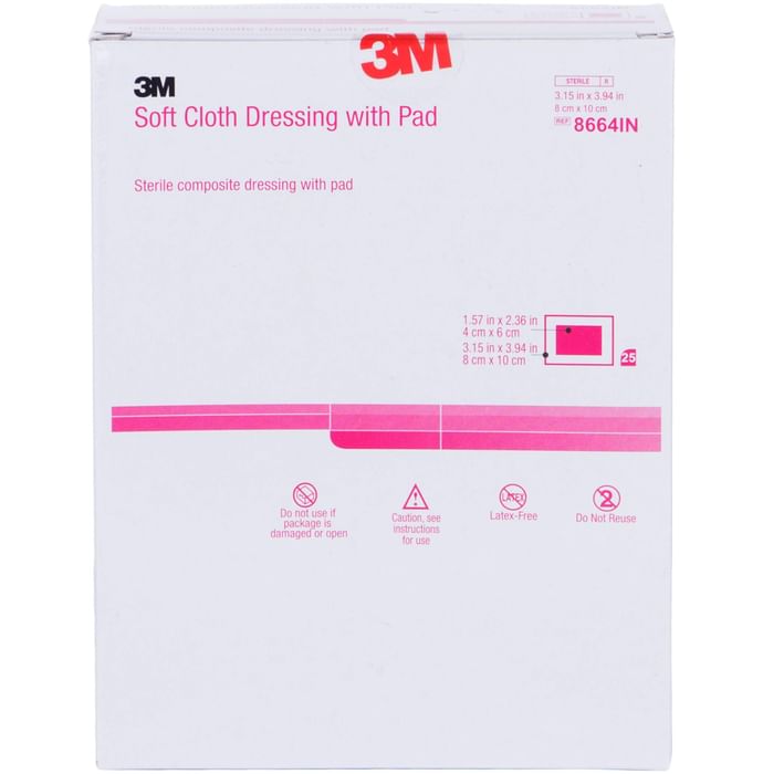 3M Soft Cloth Dressing with Pad 8664A
packet of 25 pad for dressing