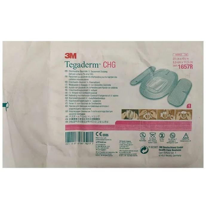 3M Tegaderm CHG 1657R 8.5cm x 11.5cm
packet of 1 Pad for Dressing
