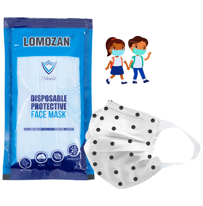 7 Shield 3 Ply Disposable Protective Face Mask for Kids Black Dot Print
packet of 10 masks