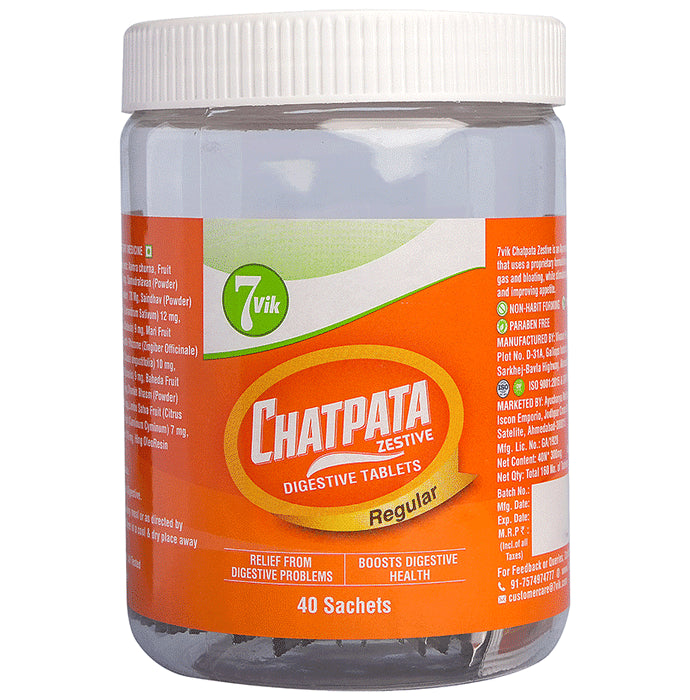 7vik Chatpata Zestive Digestive Tablet
jar of 40 Sachets