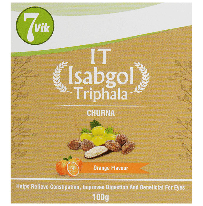 7vik Isabgol Triphala Churna Orange
box of 100 gm Churna
