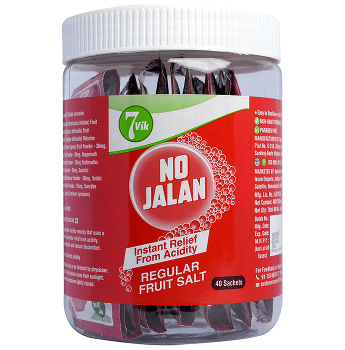 7vik NoJalan Instant Relief from Acidity Sachet
jar of 40 Sachets
