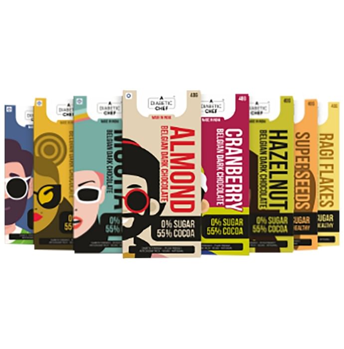A Diabetic Chef Chocolate (40gm Each) Assorted Pack
combo pack of 8 bars