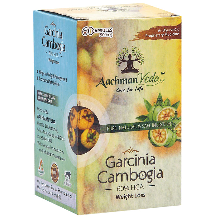 Aachman Veda Garcinia Cambogia 500mg 60% HCA Weight Loss Capsule (60 Each)
box of 1 Bottle