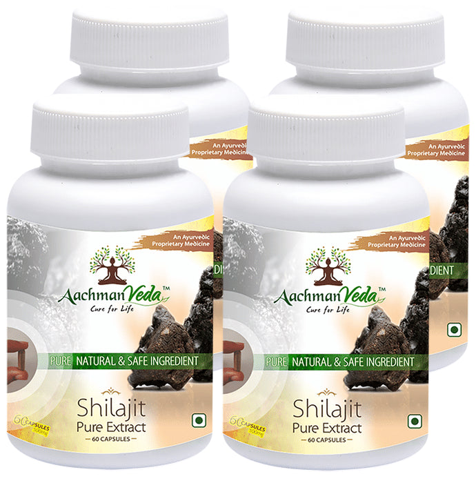 Aachman Veda Shilajit Pure Extract Capsule (60 Each)
combo pack of 4 bottles