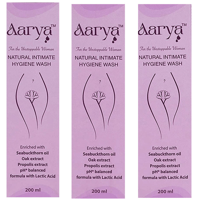 Aarya Natural Intimate Hygiene Wash for Women (200ml Each))
pump bottle of 3 liquids