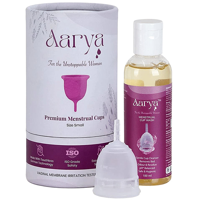 Aarya Premium Medical Grade Silicone Menstrual Cup with Cup Wash (100ml) Small
combo pack of 2 units