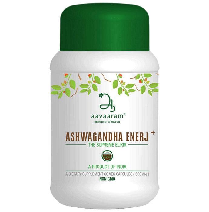 Aavaaram Ashwagandha Enerj+ 500mg Veg Capsule
bottle of 60 vegicaps