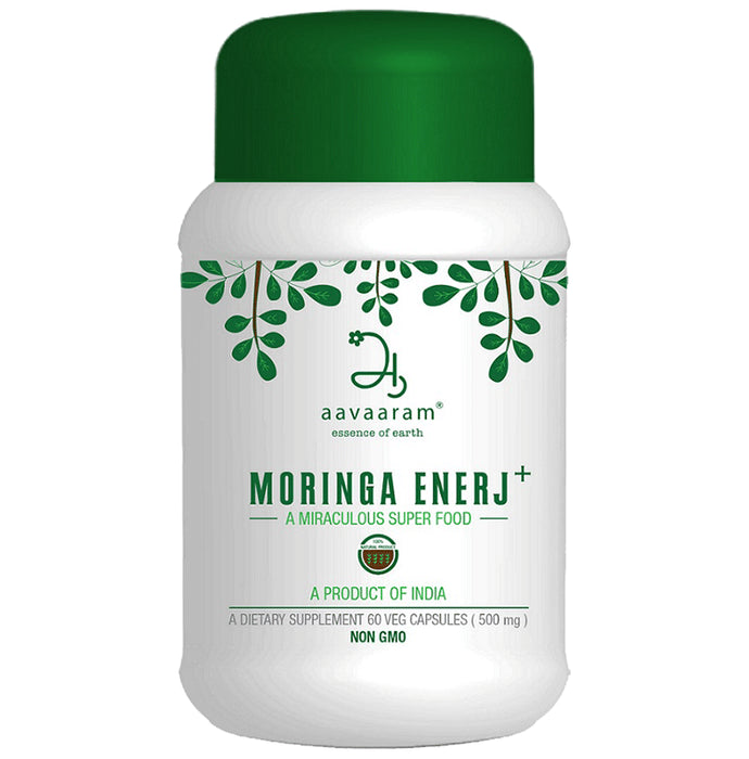 Aavaaram Moringa Enerj+ 500mg Veg Capsule
bottle of 60 vegicaps