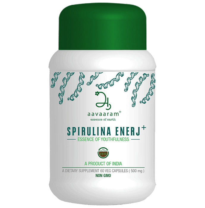 Aavaaram Spirulina Enerj+ 500mg Veg Capsule
bottle of 60 vegicaps