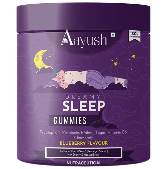 Aayush Dreamy Sleep Gummies (30 Each) Blueberry
box of 1 Jar