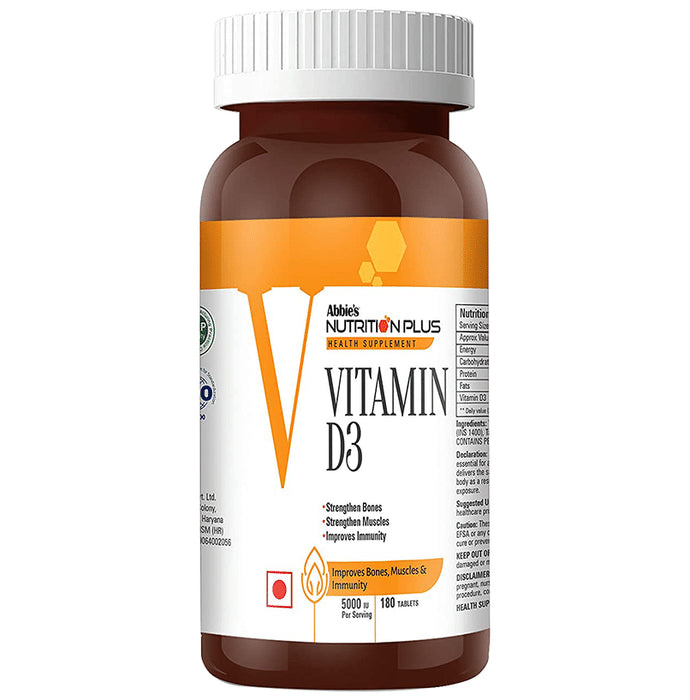 Abbie's Nutrition Plus Health Supplement Vitamin D3 Tablet
bottle of 180 tablets