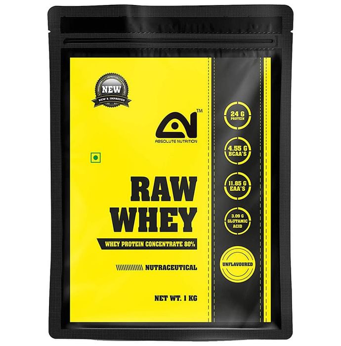 Absolute Nutrition Raw Whey Protein Concentrate 80% Unflavoured
packet of 1 kg Powder