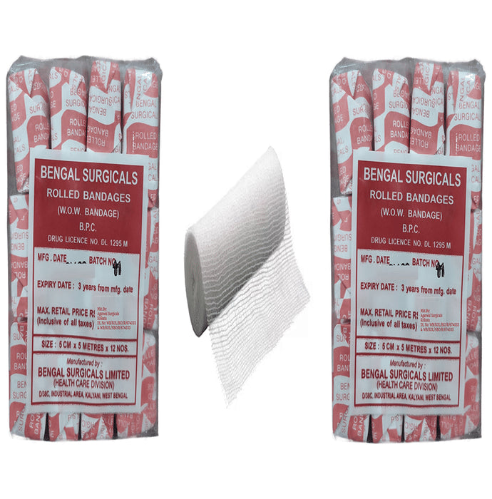 Absorbent Cotton Medical Gauze Roll Bandage (12 Each) 5cm x 5m
combo pack of 2 Packs