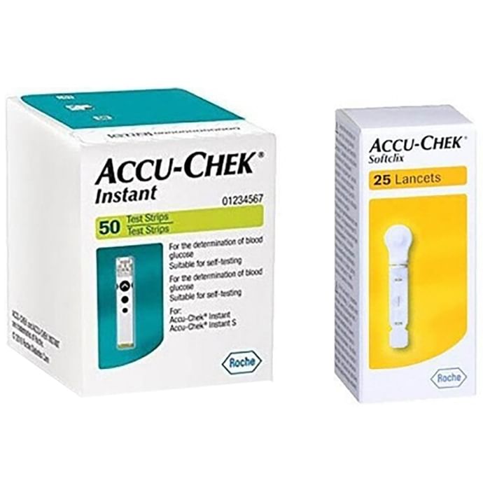 Accu-Chek Combo Pack of Instant 50 Test Strip & 2 Pack Softclix Lancet (25 Each)
combo pack of 3 units