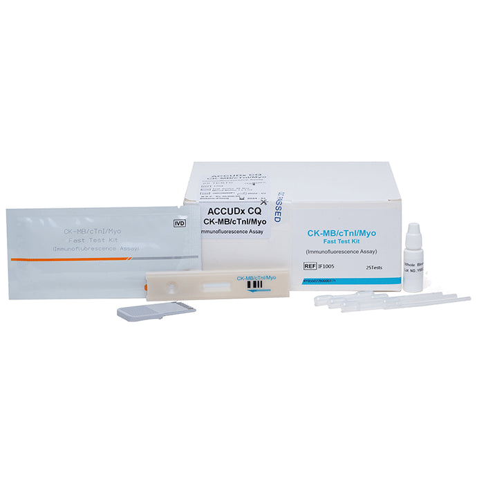 ACCUDx CQ CK-MB/c Tnl/Myo Immunofluorescence Assay
box of 25 Test Kits