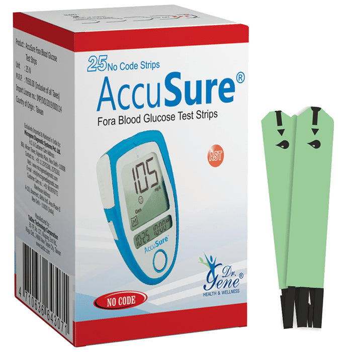 AccuSure Blood Glucose Test Strip Blue
box of 25 Test Strips