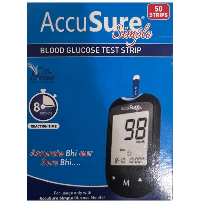 AccuSure Simple Blood Glucose Test Strip
box of 50 Test Strips