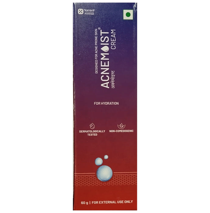Acnemoist Cream | Non-Comedogenic | Dermatologically Tested | For Sensitive & Acne Prone Oily Skin | Hydrating Face Care Product
tube of 60 gm Cream