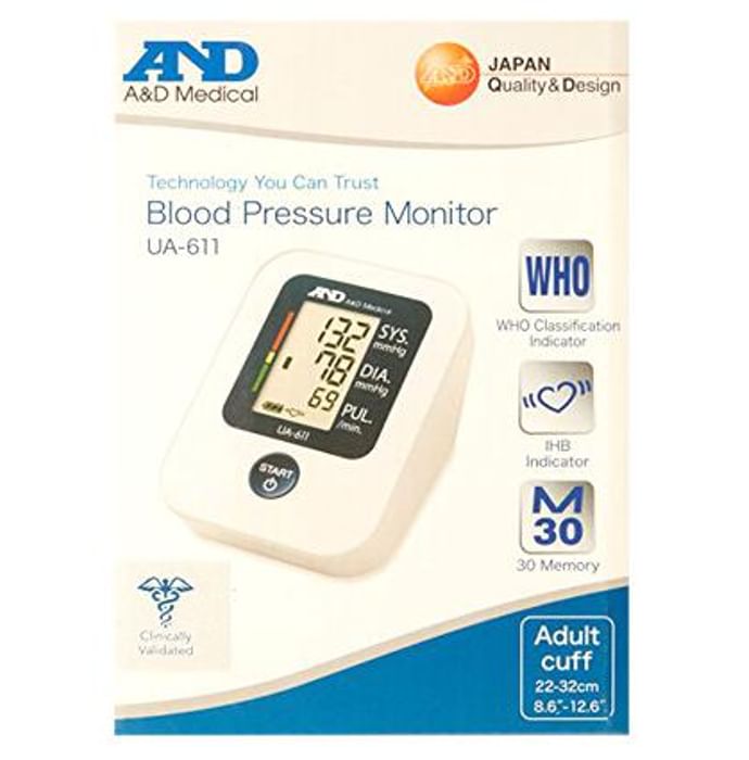 A&D UA-611 Upper Arm BP Monitor
box of 1 Unit
