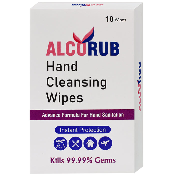 Alcorub Hand Cleansing Wipes
box of 10 wipes
