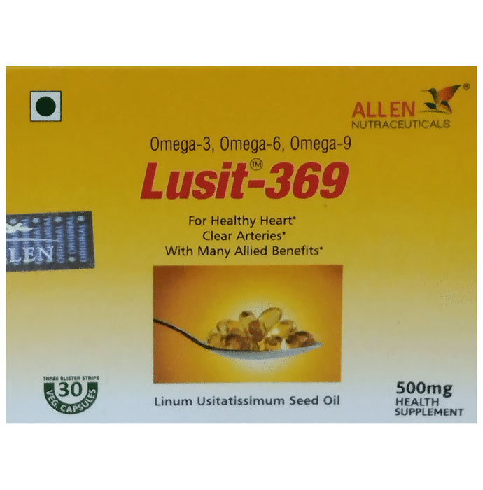 Allen Nutraceutical Lusit 369 with Omega 3-6-9 | For Healthy Heart | Capsule
box of 30 capsules