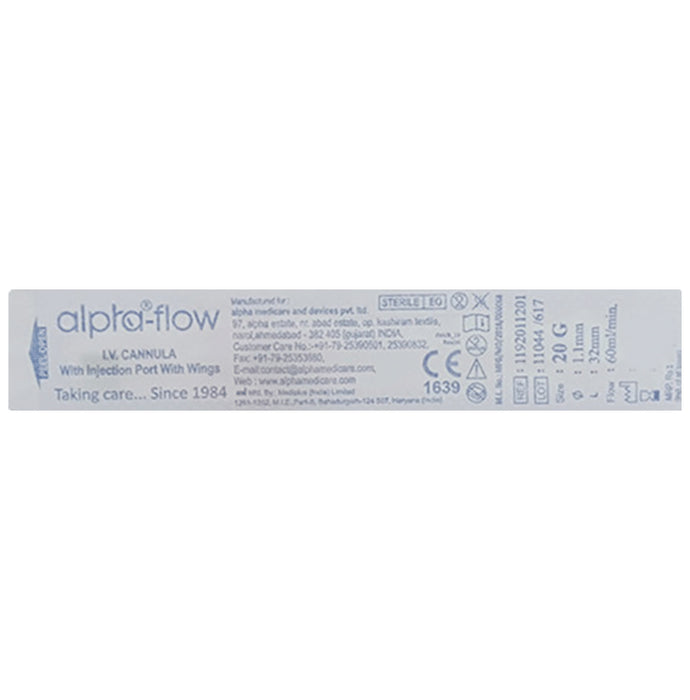 Alpha Flow IV Cannula 20G
packet of 1 Cannula