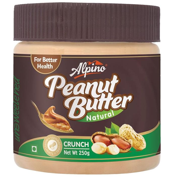 Alpino Natural Crunch Unsweetened Peanut Butter
jar of 250 gm Butter