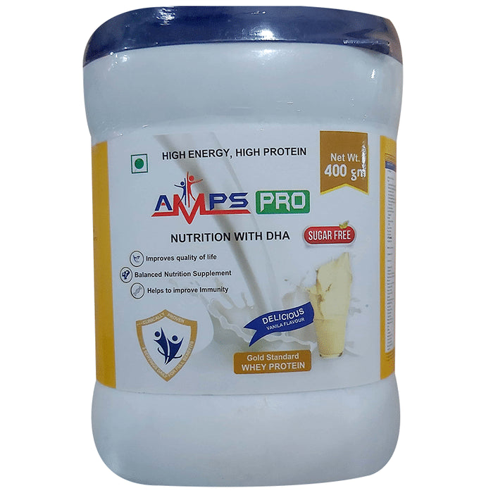 Amps Pro Protein Powder Delicious Vanilla Sugar Free
jar of 400 gm Powder