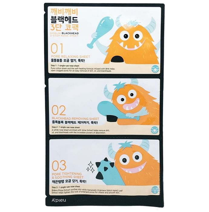 A'PIEU Goblin Blackhead 3 Step Nose Sheet (14gm Each)
combo pack of 5 Packs