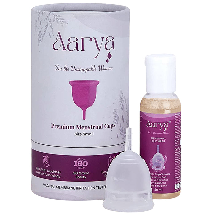 Aarya Premium Medical Grade Silicone Menstrual Cup with Cup Wash (50ml) Small
combo pack of 2 units