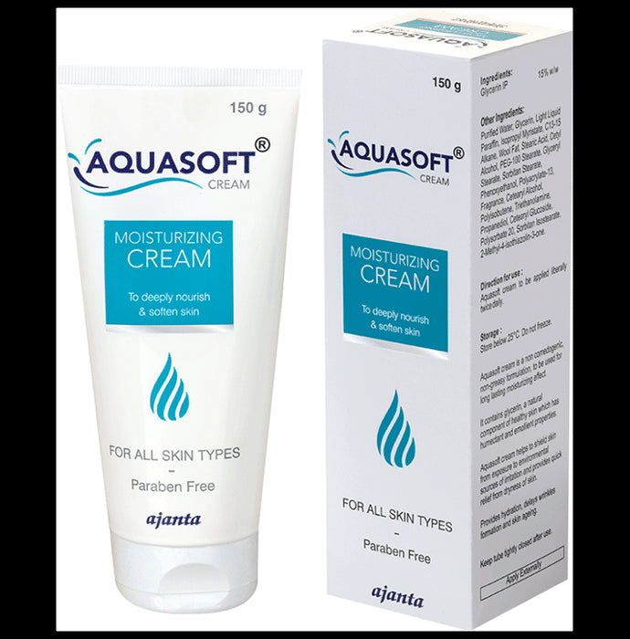 Aquasoft Moisturising Cream | Nourishes & Softens the Skin | For All Skin Types | Paraben-Free
tube of 150 gm Cream