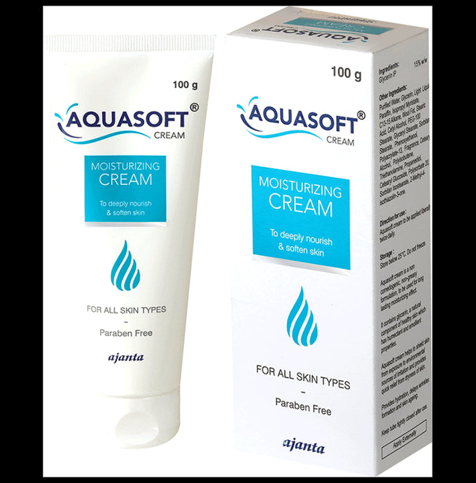 Aquasoft Moisturising Cream | Nourishes & Softens the Skin | For All Skin Types | Paraben-Free
tube of 100 gm Cream