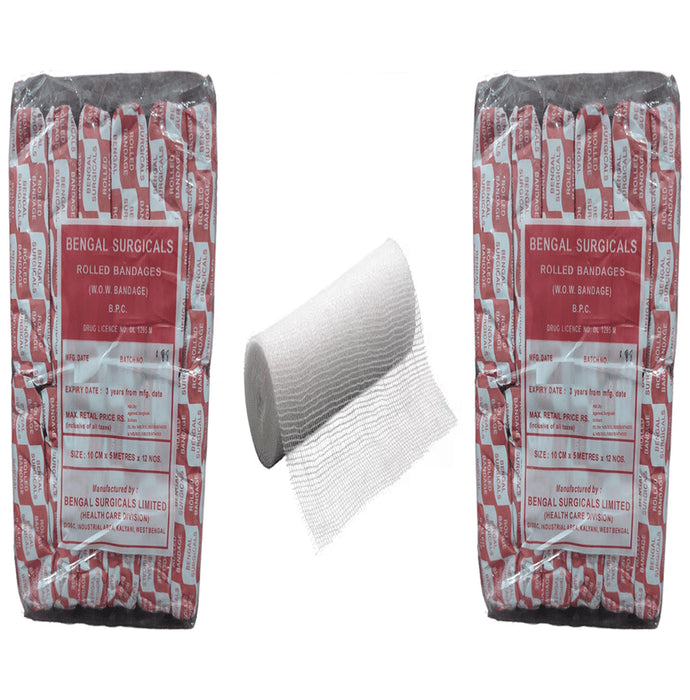 Absorbent Cotton Medical Gauze Roll Bandage (12 Each) 10cm x 5m
combo pack of 2 Packs