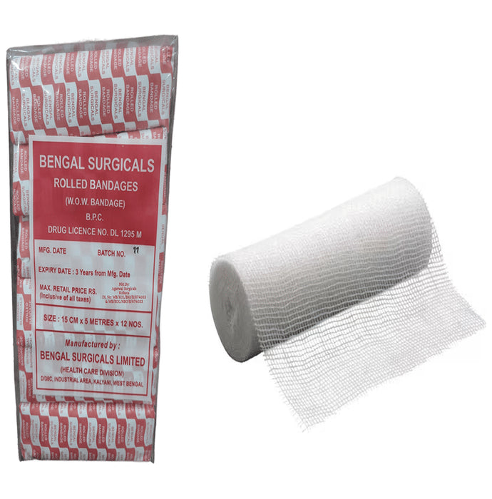 Absorbent Cotton Medical Gauze Roll Bandage (12 Each) 15cm x 5m
box of 1 Pack
