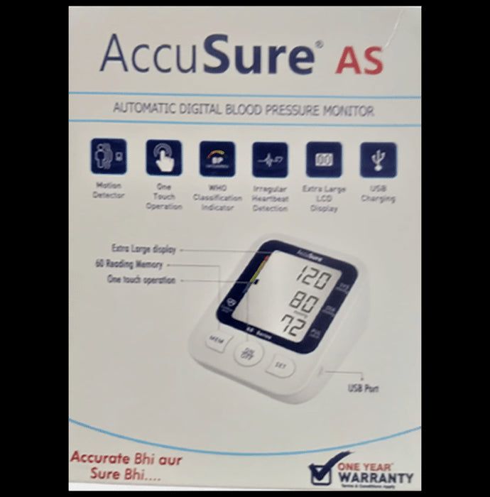 AccuSure AS Automatic Digital Blood Pressure Monitor
box of 1 Unit