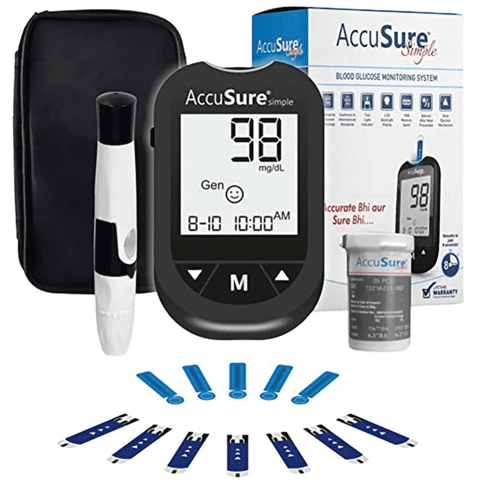 Accusure Simple Glucometer Kit
box of 1 Kit