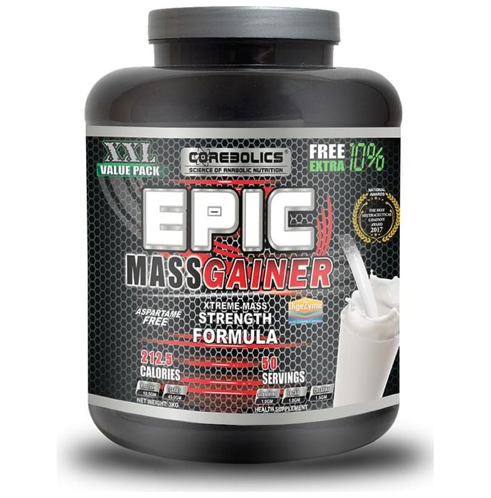 Corebolics Epic Mass Gainer Chocolate Milkshake
box of 6.6 lb Powder