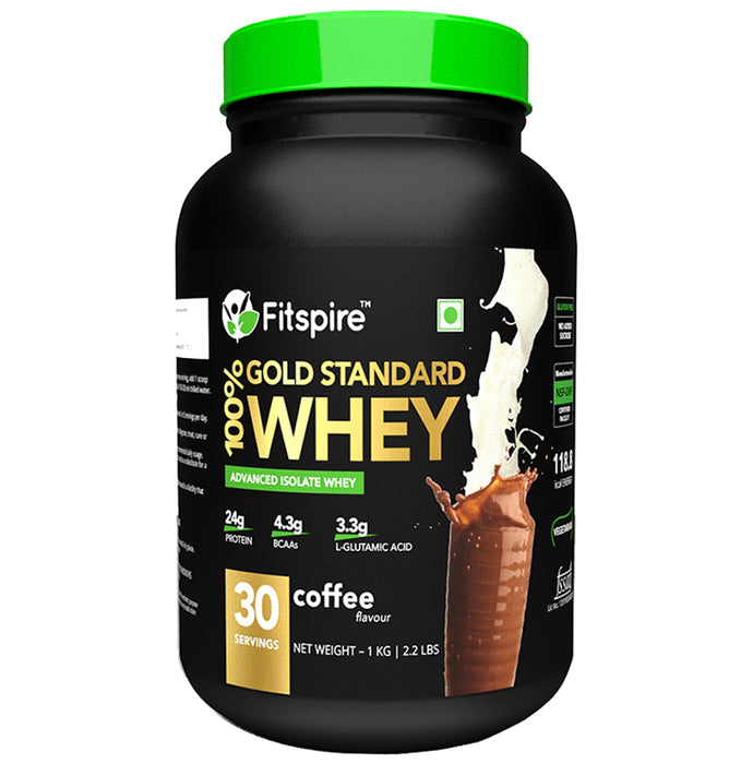 Fitspire 100% Gold Whey Advanced Isolate Protein Powder Coffee
jar of 1 kg Powder