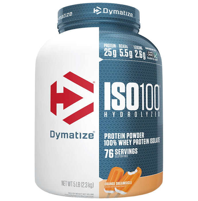 Dymatize Nutrition ISO 100 Hydrolyzed 100% Whey Protein Isloate Powder Orange Dreamsicle
jar of 5 lb Powder