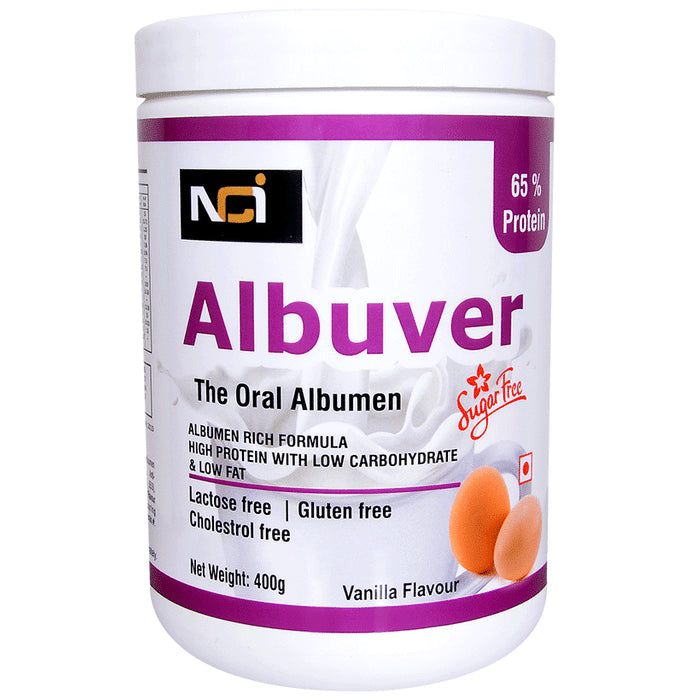 Albuver The Oral Albumen Sugar Free Vanilla
jar of 400 gm Powder