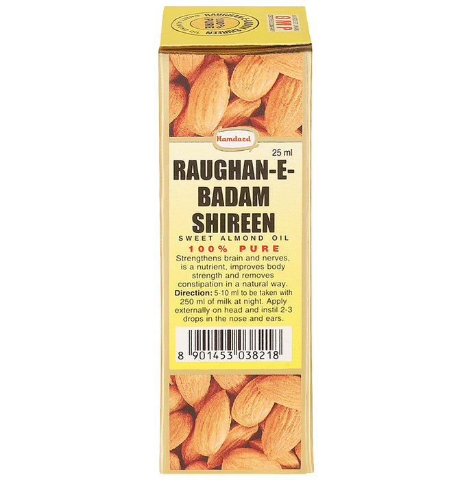 Hamdard Roghan Badam Shirin Pure Almond Oil | Eases Constipation & Supports Skin, Hair & Brain Health
bottle of 25 ml Oil