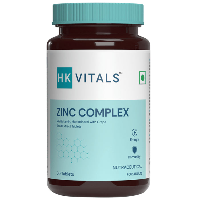 Healthkart HK Vitals Zinc Complex | Multivitamin & Multimineral with Grape Seed Extract for Energy & Immunity | Tablet
bottle of 60 tablets